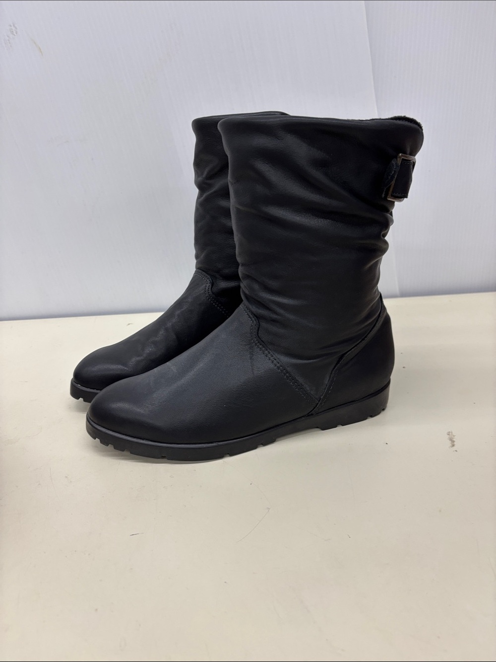 Cougar Black Slouchy Faux-Fur Lined Ankle Boots